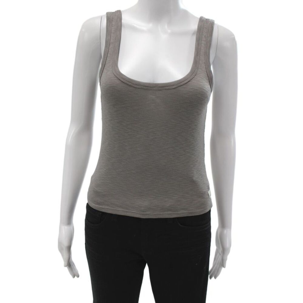 Vuori Womens Basic Ribbed Scoop Neck Sleeveless Tank Gray Size S